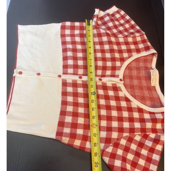 Belle Poque Womens L Cardigan Red White Gingham Cottagecore Retro Rockabilly - Picture 3 of 7